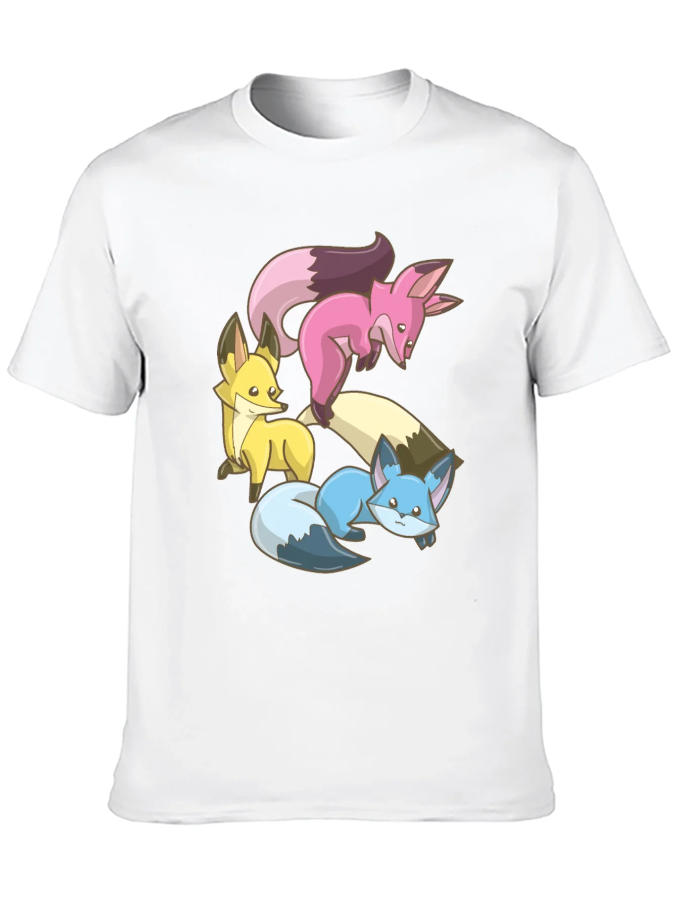 Cute Fox Trio Graphic Tee - Soft Cotton Blend