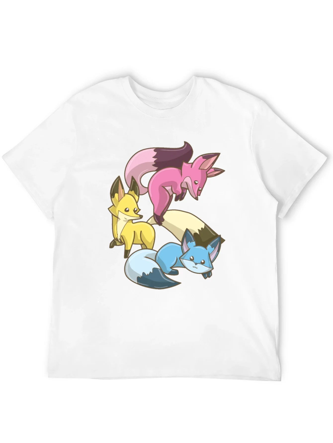Cute Fox Trio Graphic Tee - Soft Cotton Blend