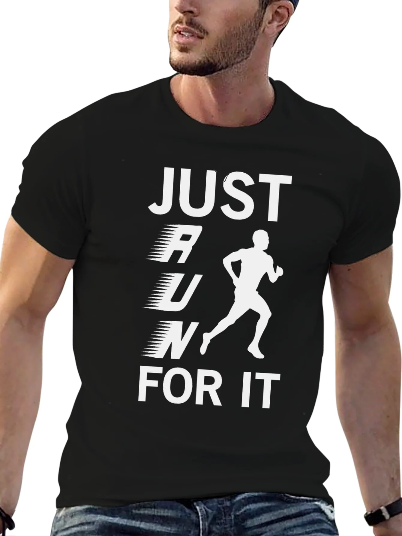 Just Run For It Black Graphic T-Shirt
