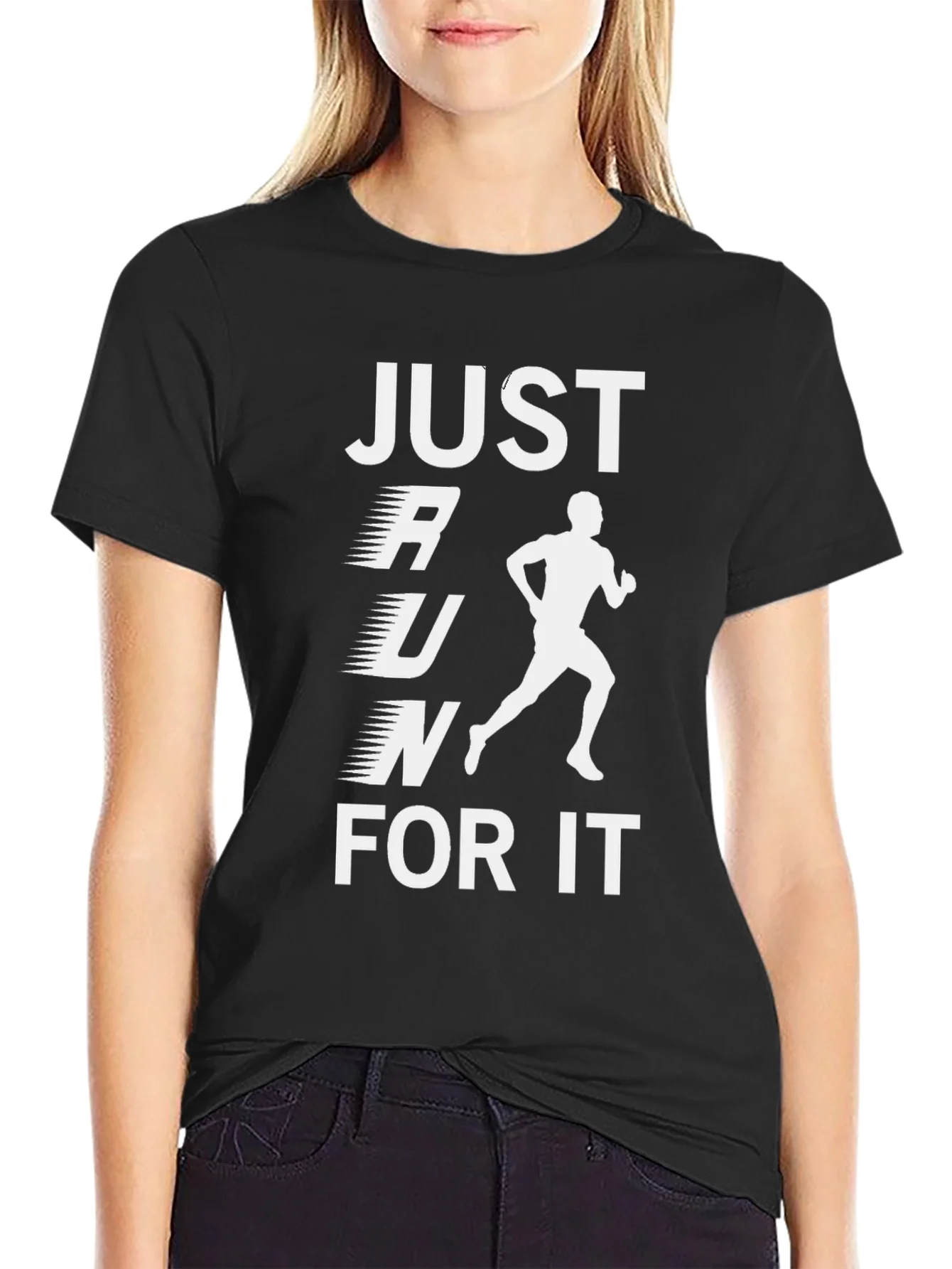 Just Run For It Black Graphic T-Shirt