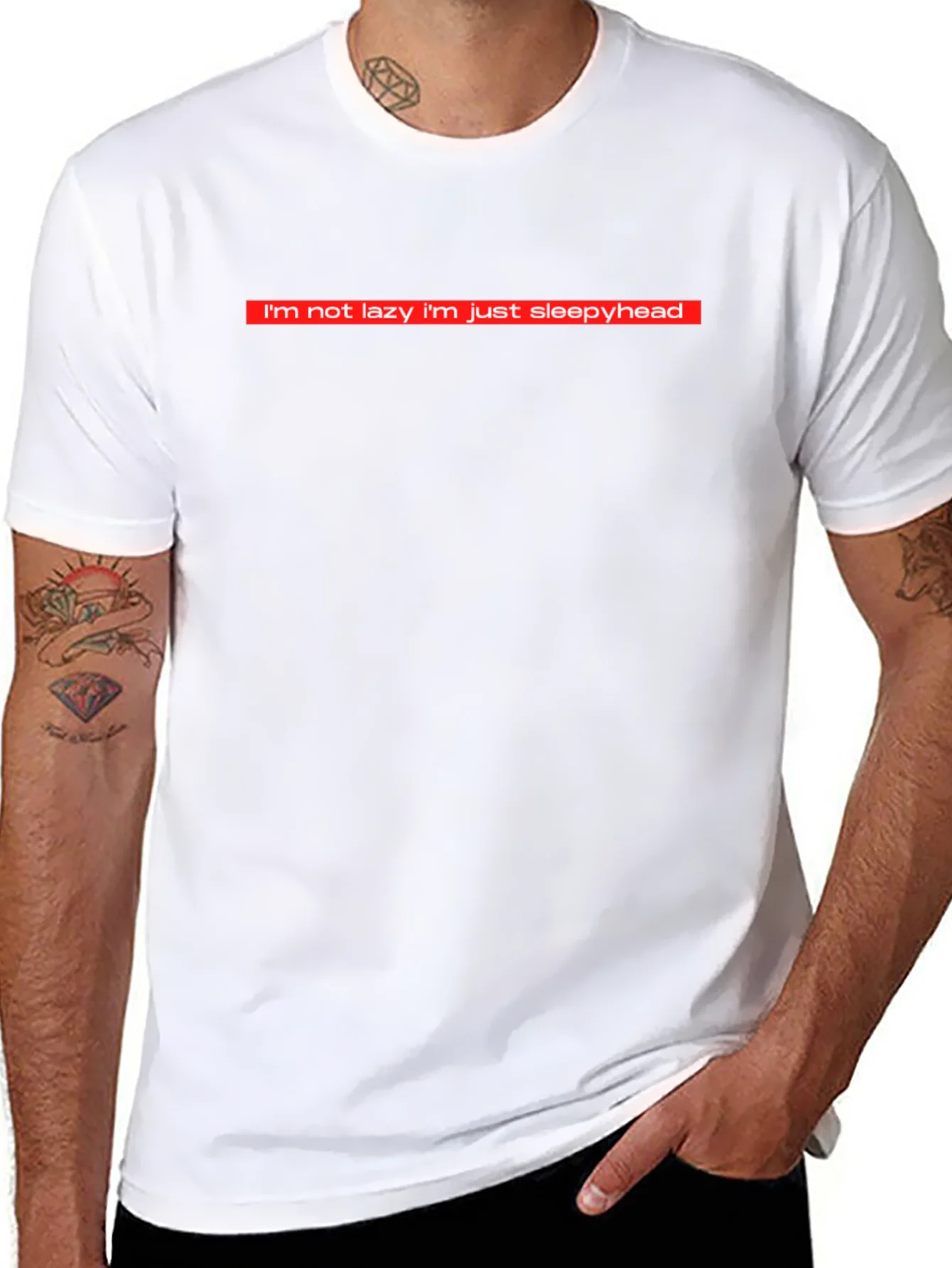 Funny Im Not Lazy Sleepyhead Black T-Shirt