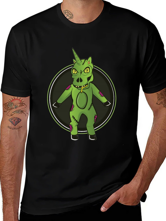 Zombie Unicorn Graphic Tee - Black Cotton T-Shirt