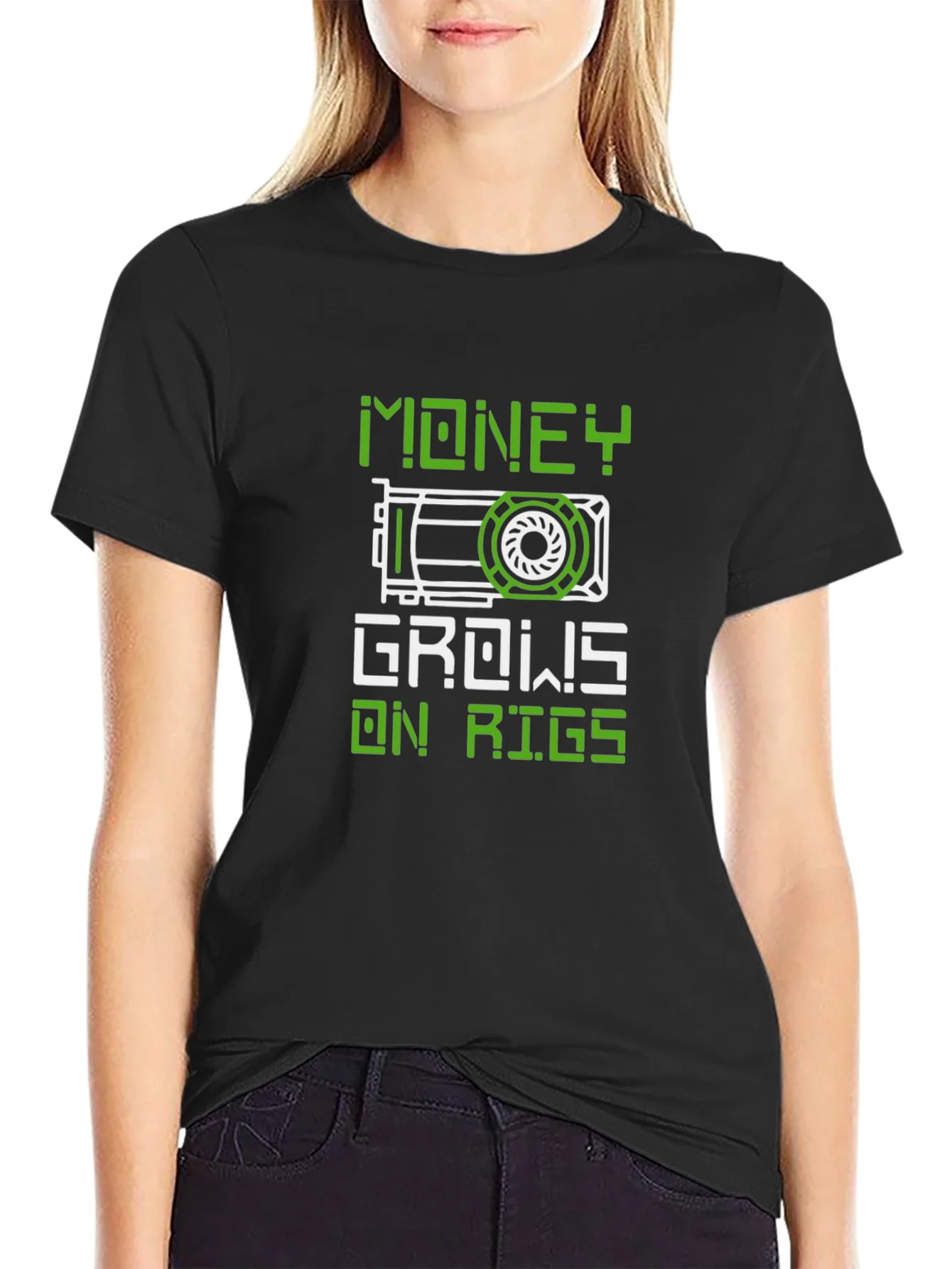 Crypto Mining T-Shirt: Money Grows On Rigs - Black