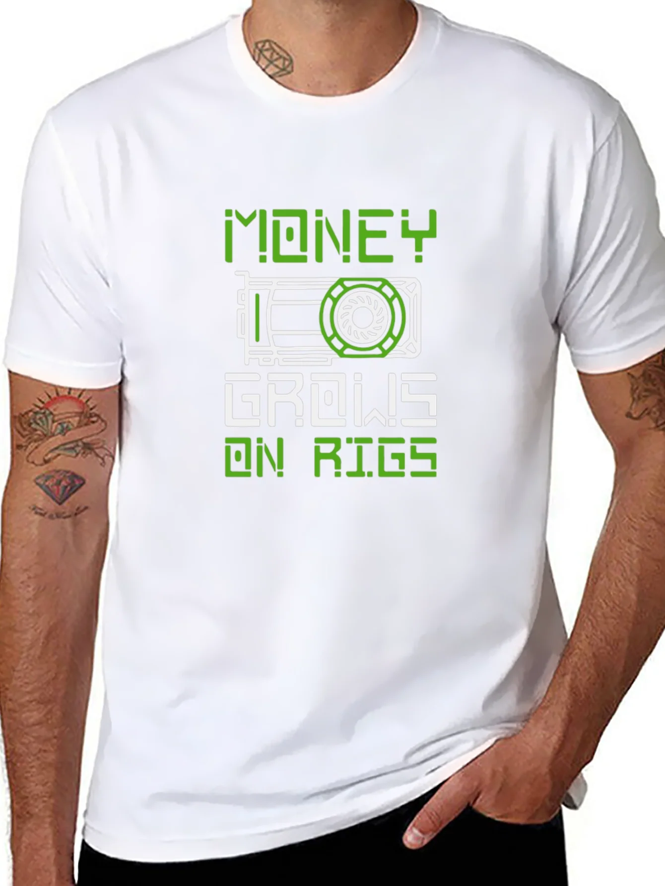 Crypto Mining T-Shirt: Money Grows On Rigs - Black