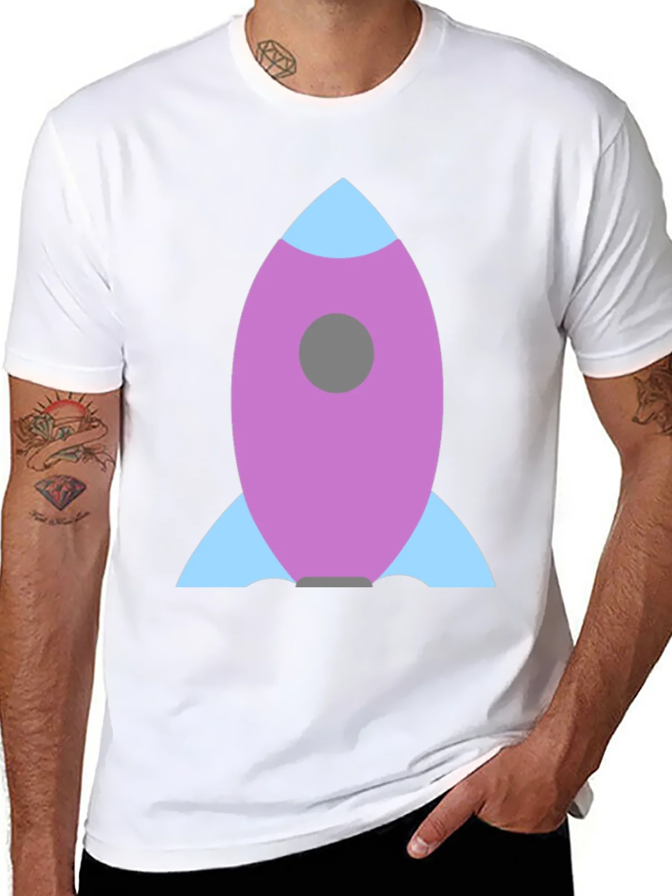Rocket Graphic Black Tee - Blast Off in Style!