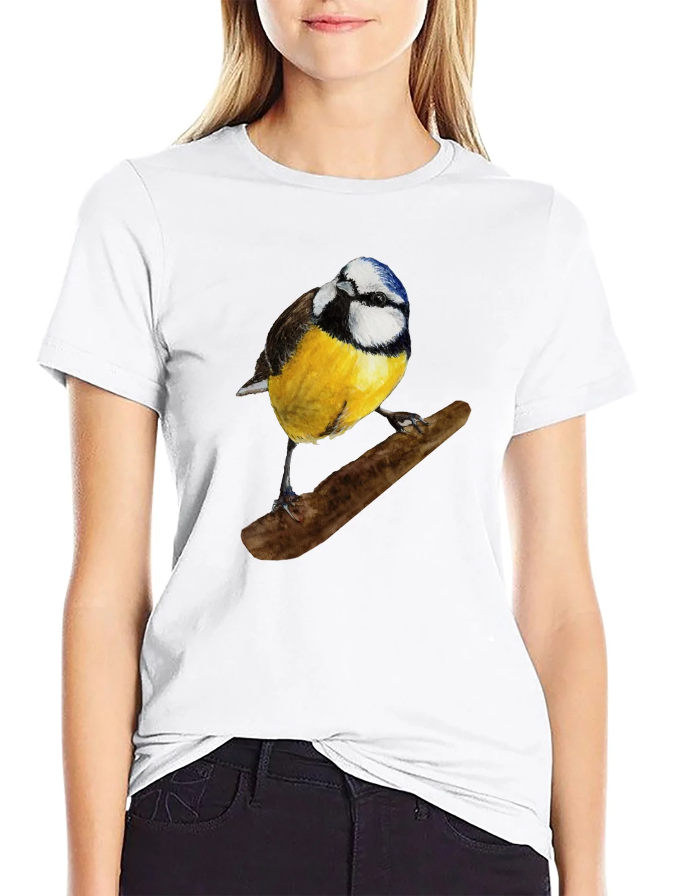 Bird Print Black T-Shirt