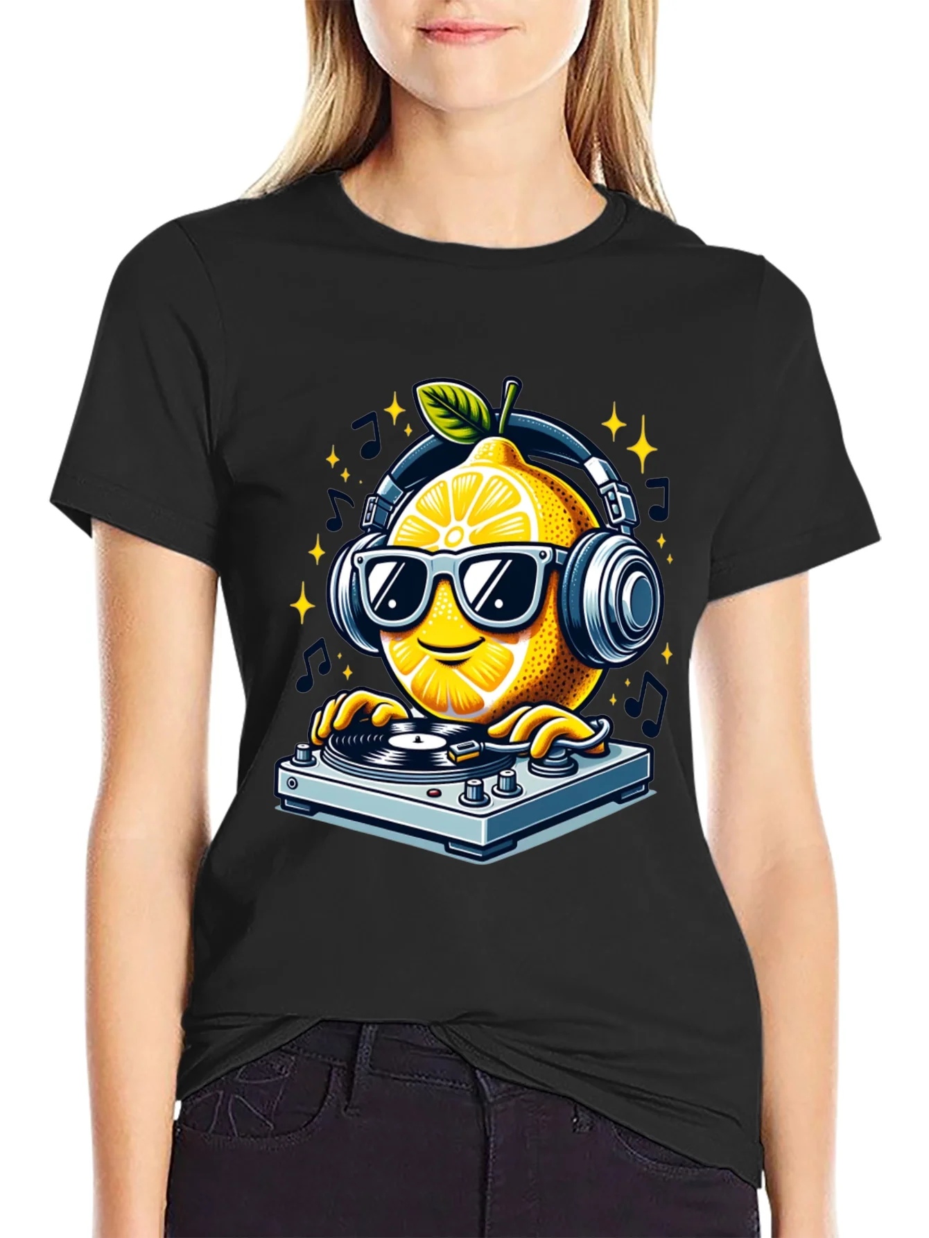 DJ Lemon Graphic T-Shirt - Funky Turntable Design