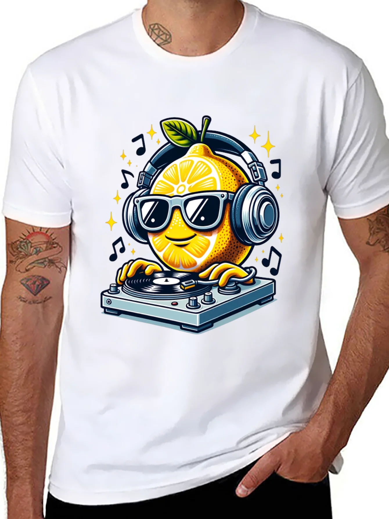 DJ Lemon Graphic T-Shirt - Funky Turntable Design