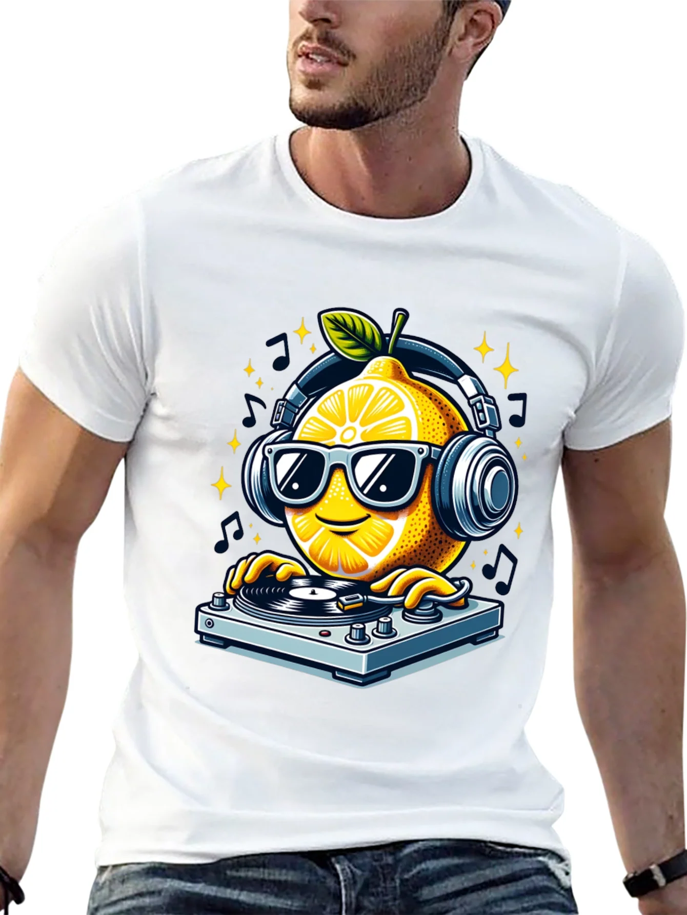 DJ Lemon Graphic T-Shirt - Funky Turntable Design
