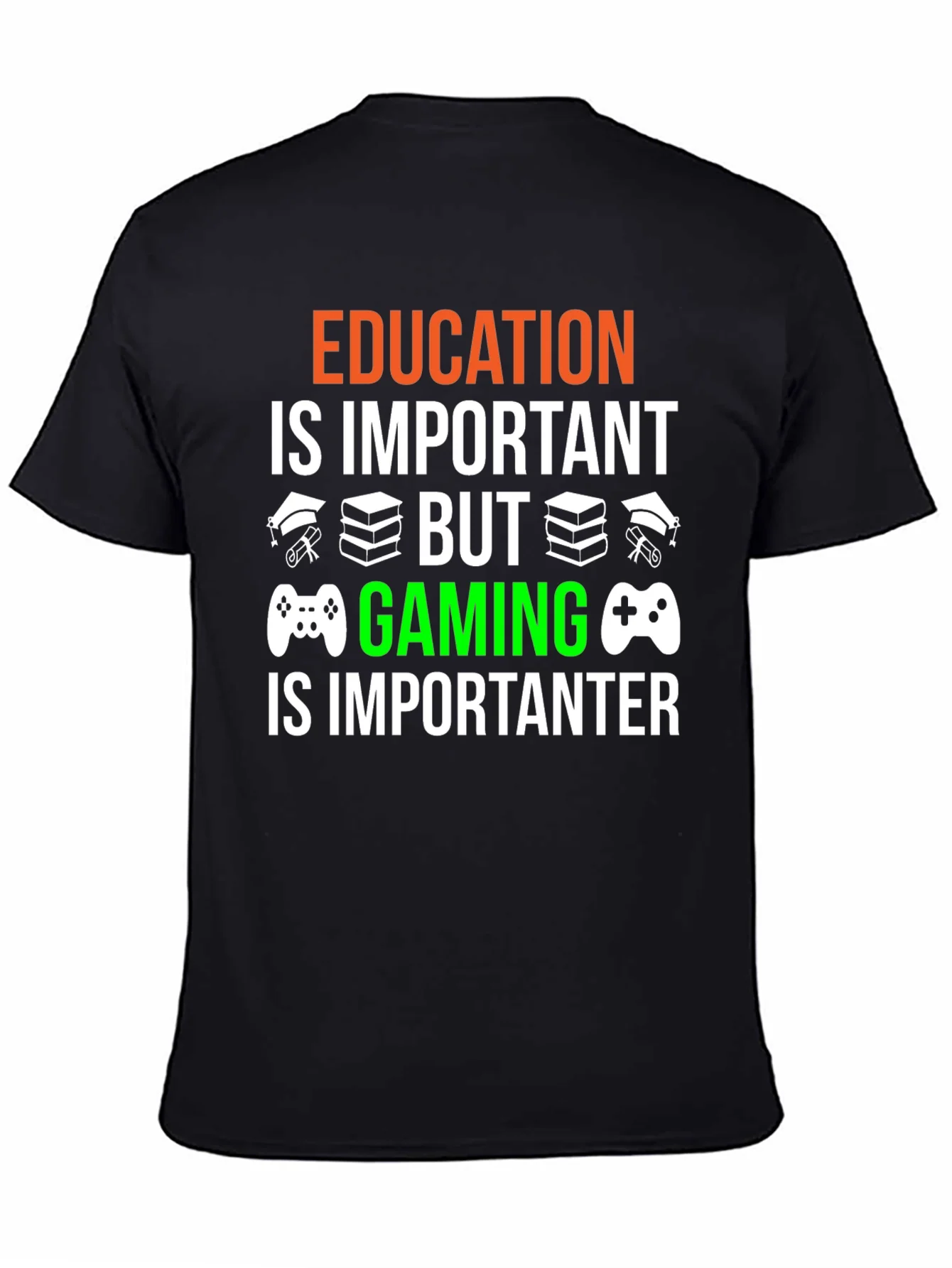 Education vs. Gaming Graphic T-Shirt