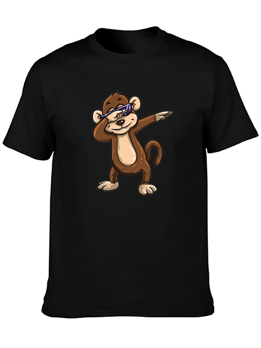 Cool Monkey Dabbing Graphic Tee - Black Cotton Shirt