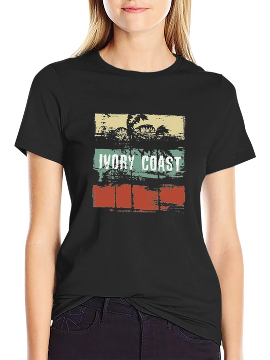Ivory Coast Graphic Tee - Retro Palm Tree Design