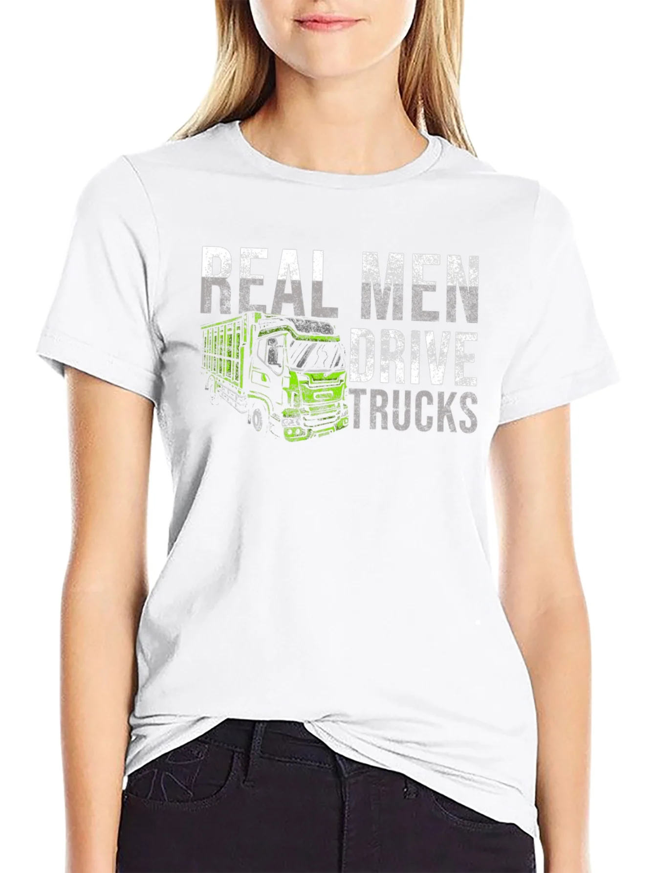 Real Men Drive Trucks Black T-Shirt