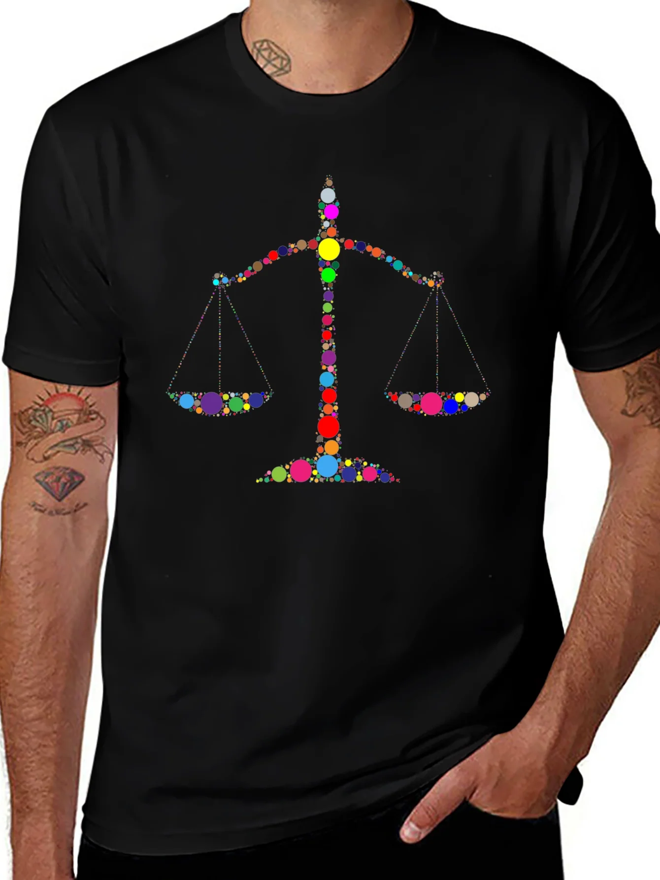 Justice Scales Graphic Black T-Shirt