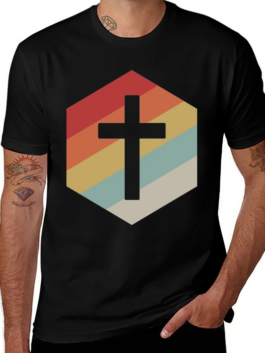 Retro Cross Graphic Tee - Stylish Religious Apparel