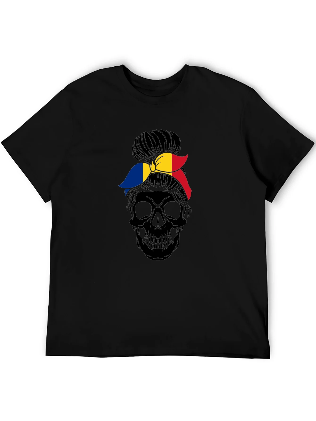 Skull with Romania Flag Bandana T-Shirt