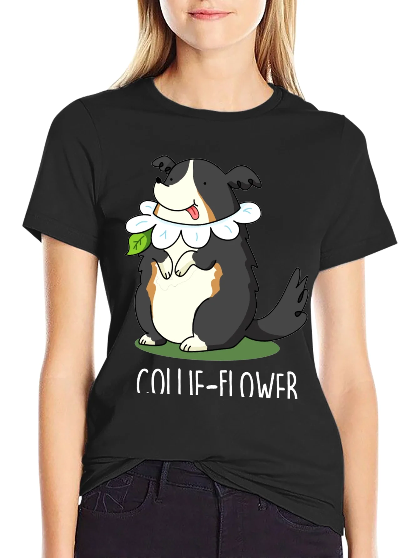 Collie-Flower T-Shirt: Dog & Flower Pun