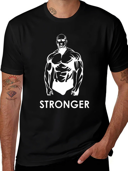 Stronger Graphic Print Mens Black T-Shirt