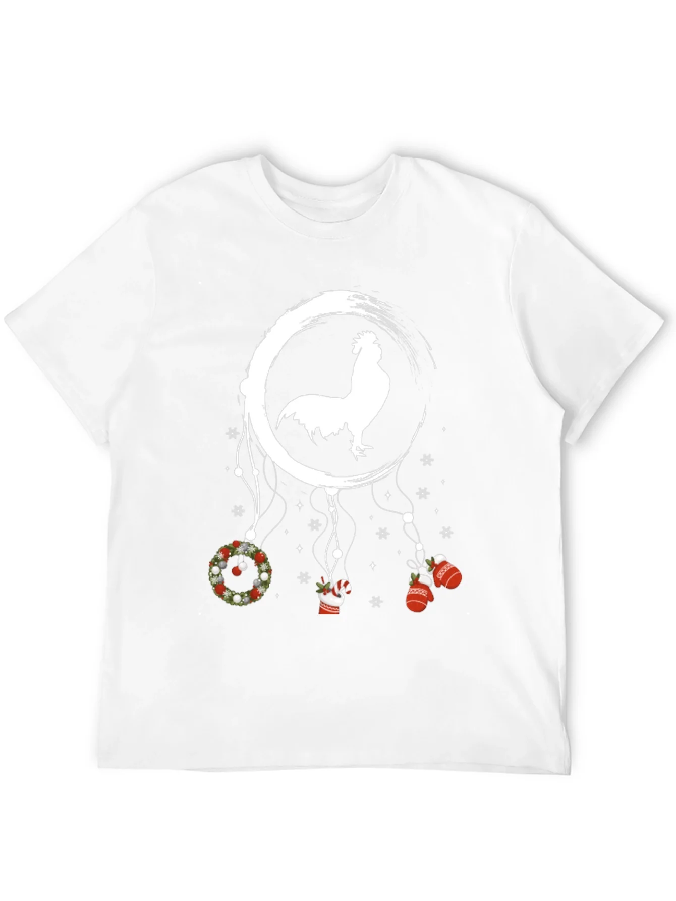 Festive Rooster Dreamcatcher Graphic Tee - Christmas