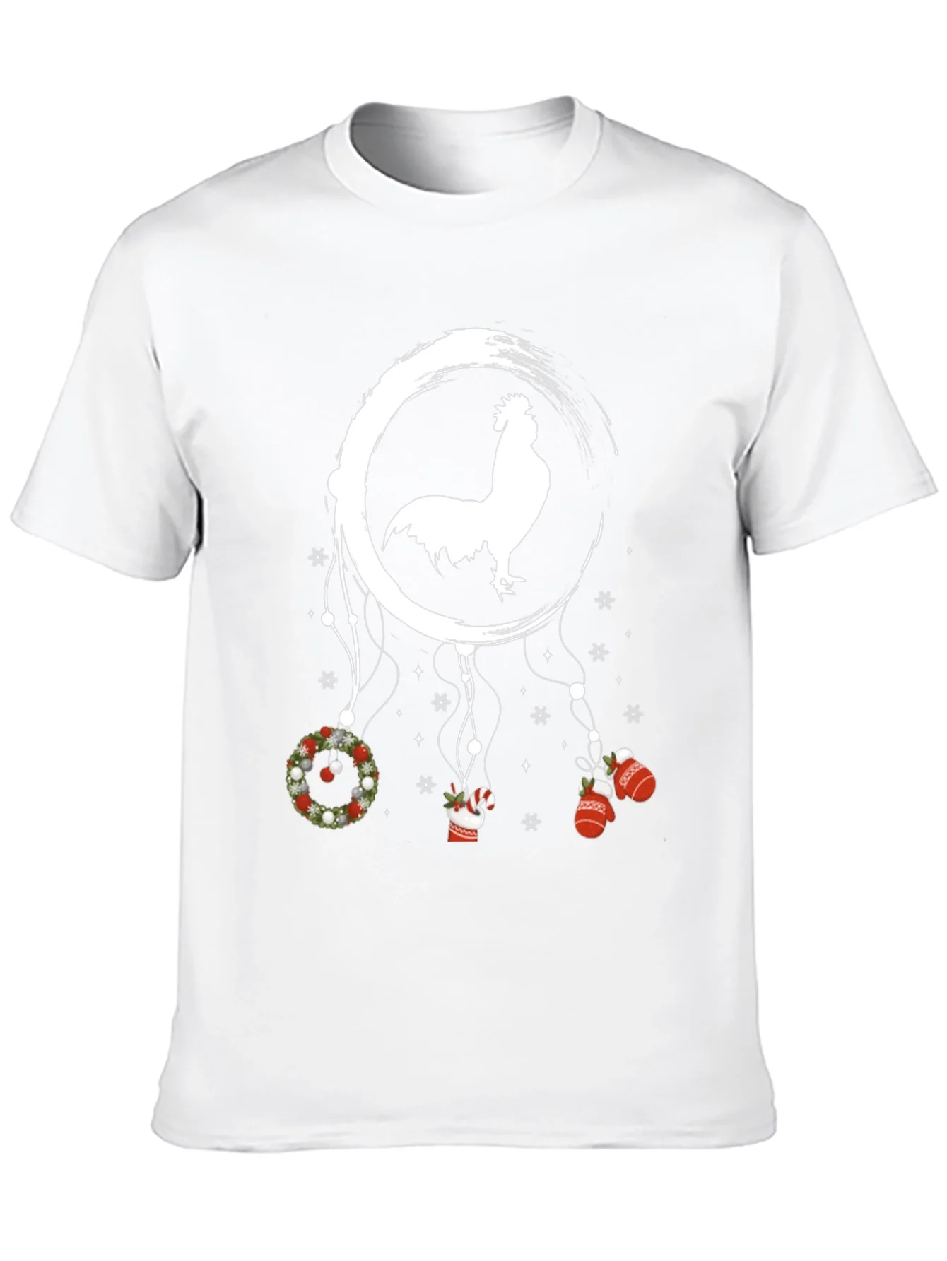 Festive Rooster Dreamcatcher Graphic Tee - Christmas