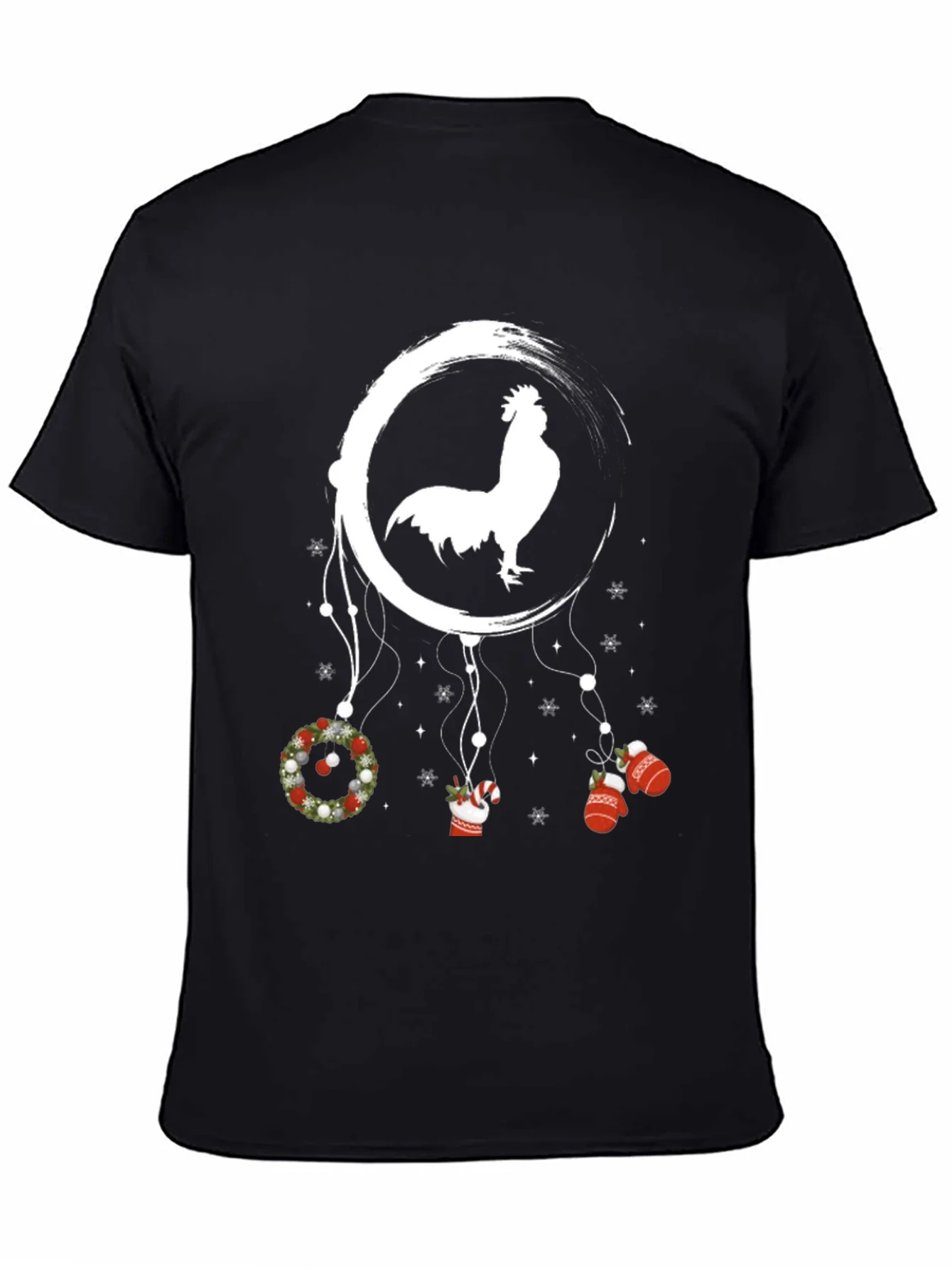 Festive Rooster Dreamcatcher Graphic Tee - Christmas