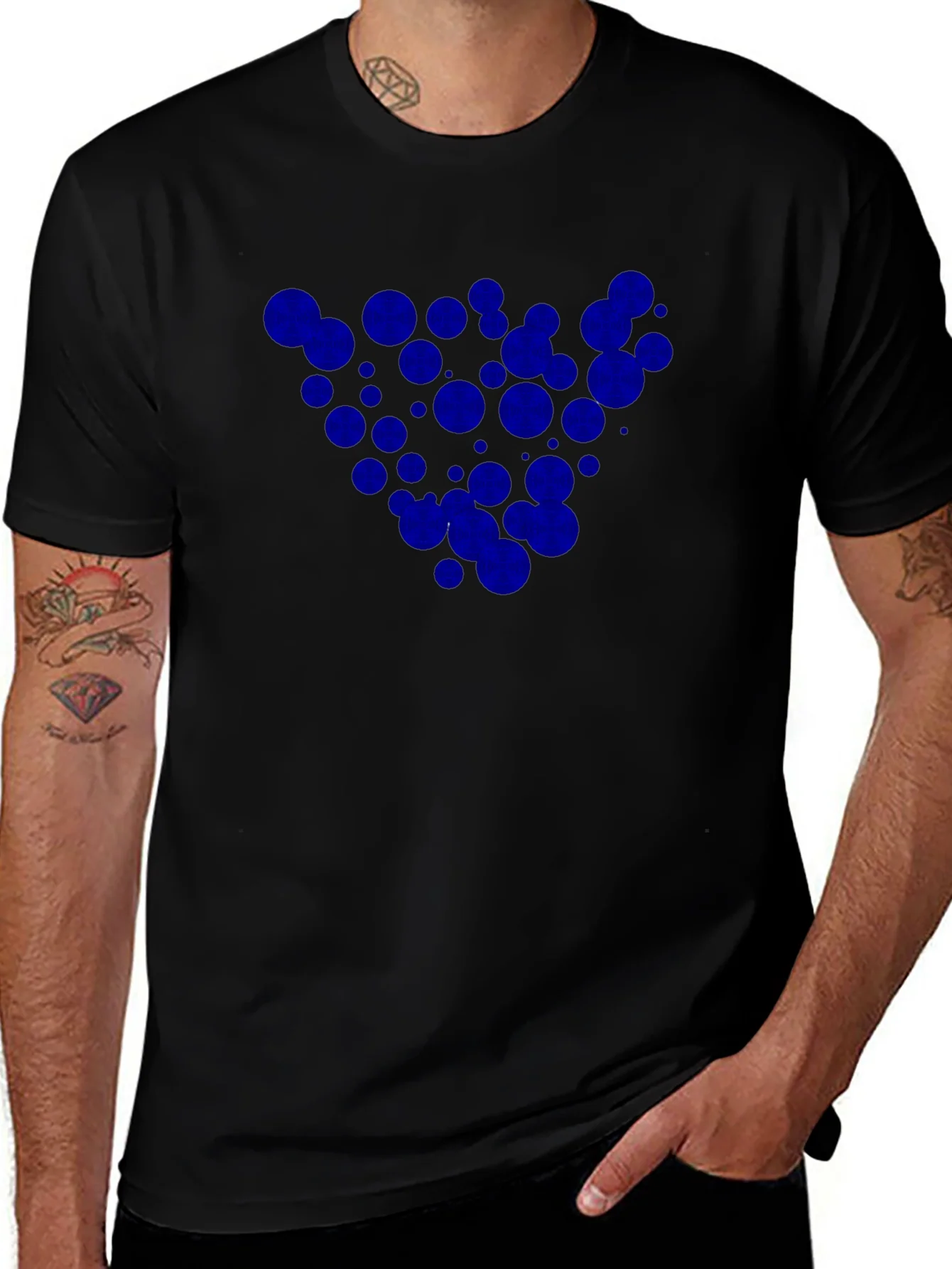 Black T-Shirt with Blue Circle Design