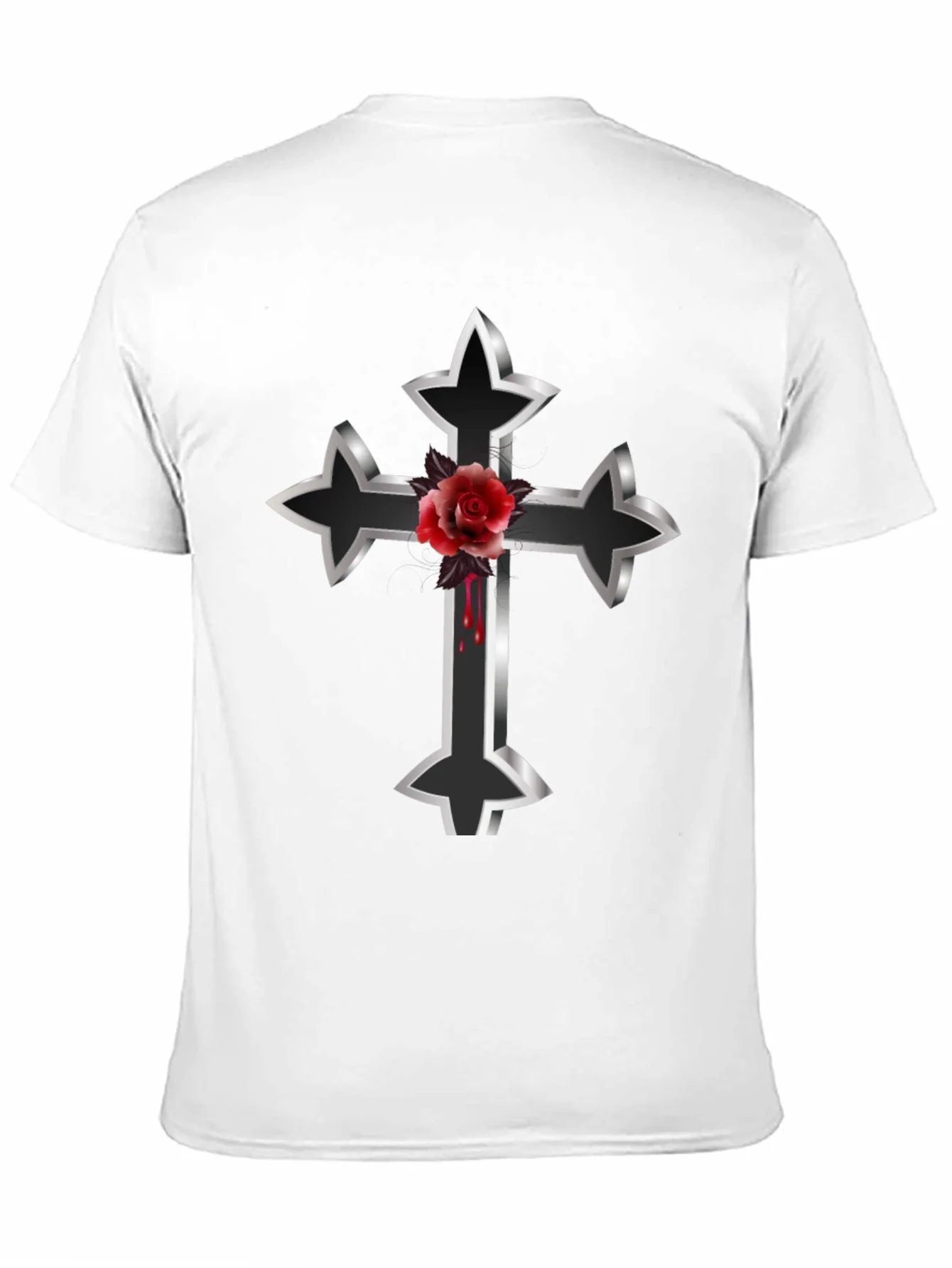 Gothic Cross & Rose Graphic Tee